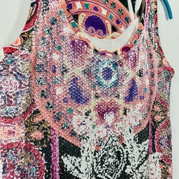 Love Tease Stunning Sequin Tank Tap Women's Medium Tattoo pattern EUC - Picture 2 of 7